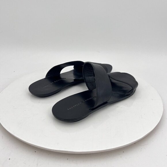 Loeffler Randall Women Size 5 Black Leather Slide Slip On Comfort Flat Sandal - Picture 5 of 11